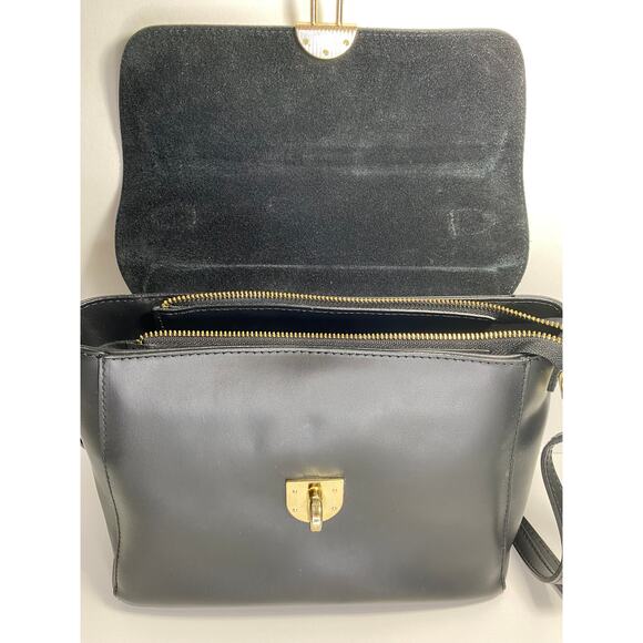 LUANA FERRACUTI BLACK LEATHER SATCHEL CONVERTIBLE HANDBAG - Picture 5 of 9